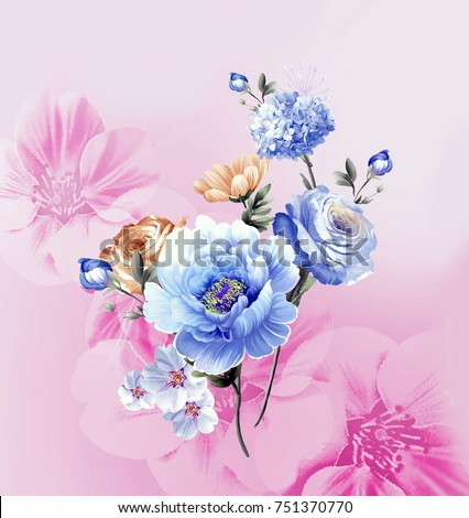 Fragrant flowers blossoming all year round, the leaves and flowers art design