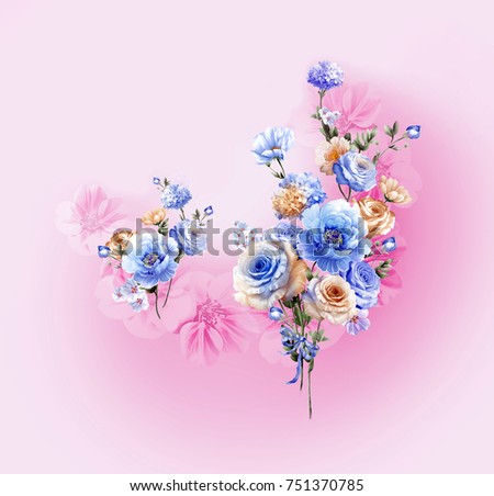 Fragrant flowers blossoming all year round, the leaves and flowers art design