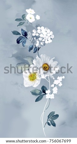 Flowers carry the scent of spring, the leaves and flowers art design