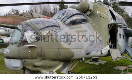 Helicopter mi-24, Private Aviation Museum near Pilsen. Czech Republic. April 2014