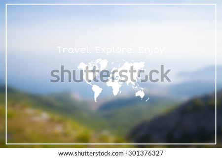 Vector blurred background of mountain landscape. Sky and trees. Vector version