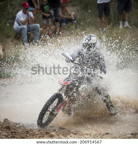 TERUEL, ARAGON/SPAIN - JULY 19: rider, Rui Oliveira, tries to get a good result on SS1 in Baja Aragon Rally on July 19, 2014 in Teruel