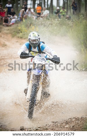 TERUEL, ARAGON/SPAIN - JULY 19: rider, Adrien Mare, tries to get a good result on SS1 in Baja Aragon Rally on July 19, 2014 in Teruel