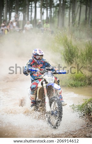 TERUEL, ARAGON/SPAIN - JULY 19: rider, Alessandro Ruoso, tries to get a good result on SS1 in Baja Aragon Rally on July 19, 2014 in Teruel