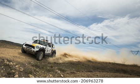 TERUEL, ARAGON/SPAIN - JULY 19: Dutch Driver, Erik Van Loon tries to get a good result in SS2 in Baja Aragon Rally on July 19, 2014 in Teruel