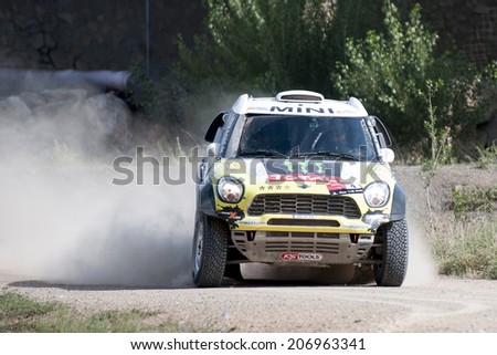 TERUEL, ARAGON/SPAIN - JULY 19: Spanish Driver, Nani Roma tries to get a good result in SS1 in Baja Aragon Rally on July 19, 2014 in Teruel