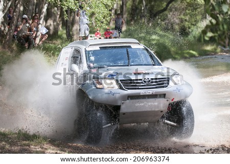 TERUEL, ARAGON/SPAIN - JULY 19: Rusian Driver, Aleksandr Zheludov tries to get a good result in SS1 in Baja Aragon Rally on July 19, 2014 in Teruel