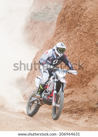 TERUEL, ARAGON/SPAIN - JULY 18: Portuguese Rider, Rui Oliveira, tries to get a good result in Prologue in Baja Aragon Rally on July 18, 2014 in Teruel