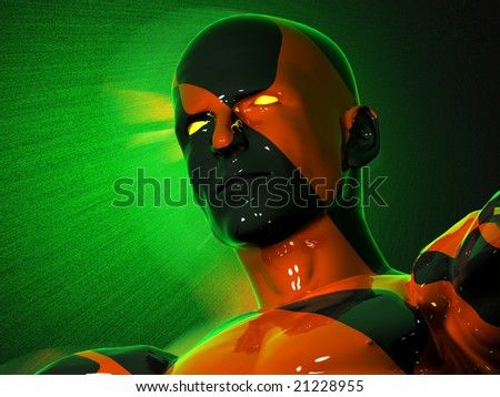The face of an abstract black-red man
