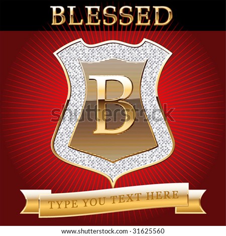 Shield In Gold And Brilliant With Alphabet Letter B Stock Vector ...