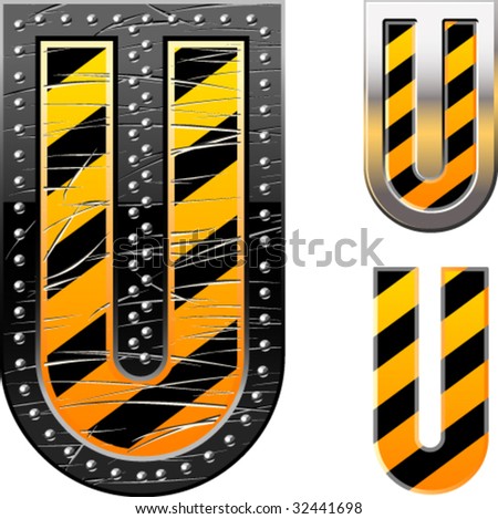 stock vector letters in black and yellow danger stripes