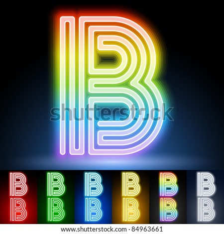 Alphabet Of Neon Tubes. Letter B Stock Vector Illustration 84963661 ...