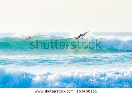 Hossegor, France - September 26: Marc Lacomare Chased By Joel Parkinson At The Men\'S Pro Championship Quiksilver Pro September 26, 2013 In Hossegor, France.
