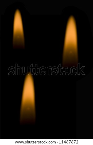 flames on Black - Three candle flames isolated on a black background