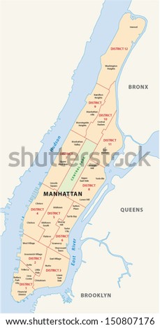 new york, manhattan district map