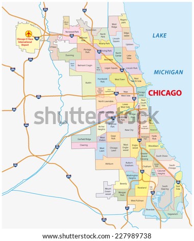 Chicago Neighborhood Map Stock Vector Illustration 227989738 : Shutterstock