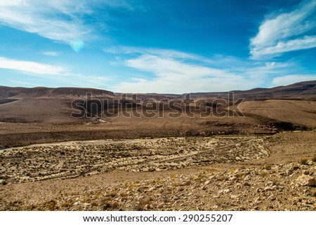 Steppe landscape valley in northern Chile - National Leuca Park