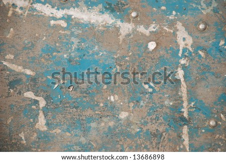 Grunge cracked blue color metal wall texture