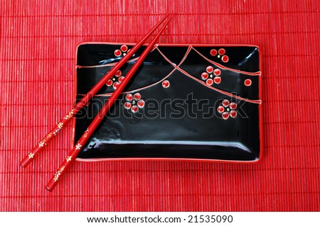 set of black chinese ceramics kitchen utensils