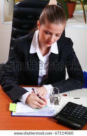 Beauty young businesswoman as leadership in office