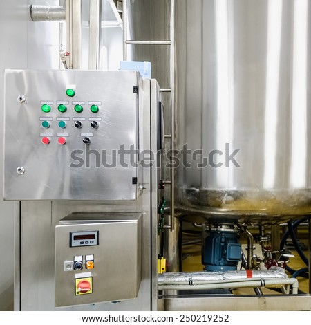 Water conditioning or distillation room and control panel equipment on pharmaceutical industry or chemical plant
