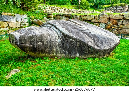 Stone tortoise or turtle old monument landmark in South Korea