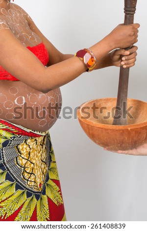Lovely and nice Pregnant african woman, tradition and Africa