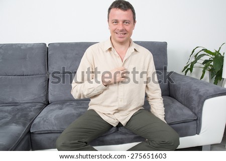 Man with a gesture of speaking to someone