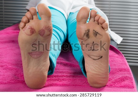 Happy and funny couple summer feet