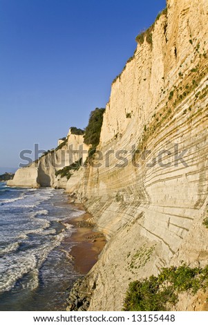 Cliff by the sea at Corfu, Greece \