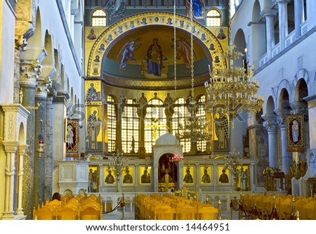 Greek orthodox church interior, Saint Dimitrios of Thessaloniki