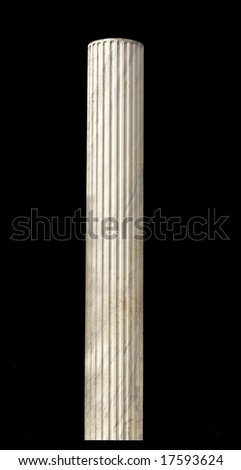 Ancient Greek pillar isolated and ready cropped on black background
