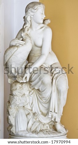 Aphrodite with a goose, Classic era statue of Greek origin. Achilleion palace, Corfu island, Greece