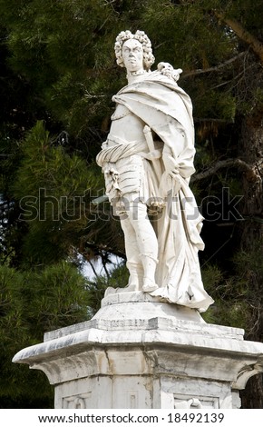 Statue standing at the central square in Corfu city at Greece