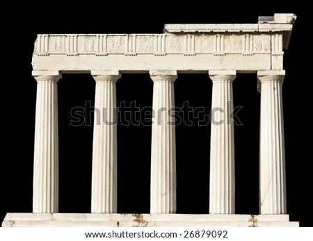 Ancient Greek temple isolated on black
