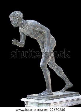 Classic ancient statue showing an olympic runner
