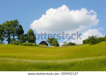 Landscape with village house in Lower Styria, Slovenia