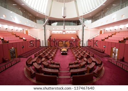 Canberra - Apr 12: Inside Senate, The Upper House Of The Bicameral Parliament Of Australia. April 12th, 2013 Canberra Australia