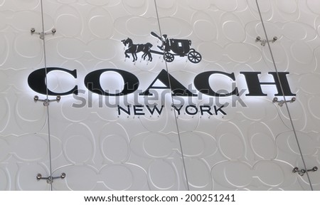 KUALA LUMPUR MALAYSIA - 25 May, 2014:COACH Logo. COACH is an American luxury leather goods company also manufacturing luggage and briefcases.