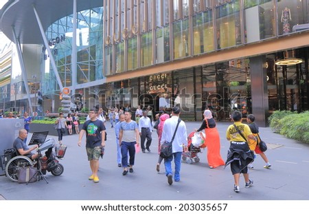 SINGAPORE - 26 May, 2014: Orchard road Shopping district. Orchard Road is a 2.2km long boulevard that is the retail and entertainment hub of Singapore.