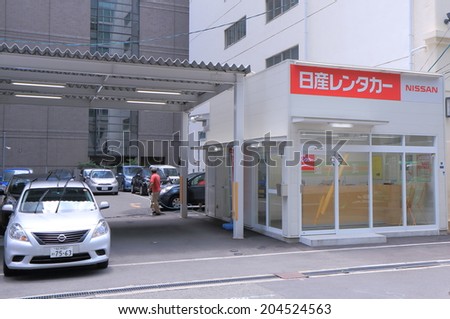 OSAKA JAPAN - 3 JUNE, 2014: Nissan Car rental. Nissan Car rental is one of the major car rental companies in Japan.