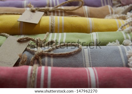Rolled and Tied Colorful Linens