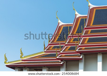 Gable apex of church in a temple, roof at Wat Pho, Bangkok, Thailand