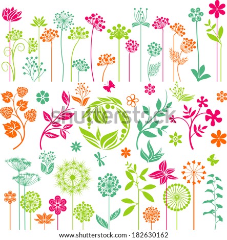 Floral Collection Stock Vector Illustration 182630162 : Shutterstock
