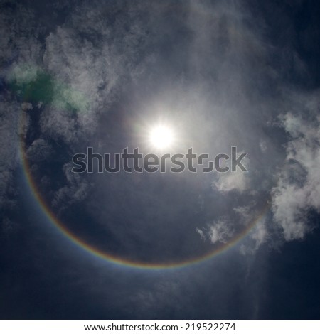 Solar corona with blue sky