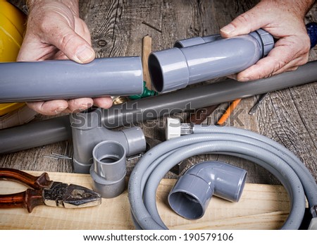 plumbing do-it-yourself with different tools and accessories