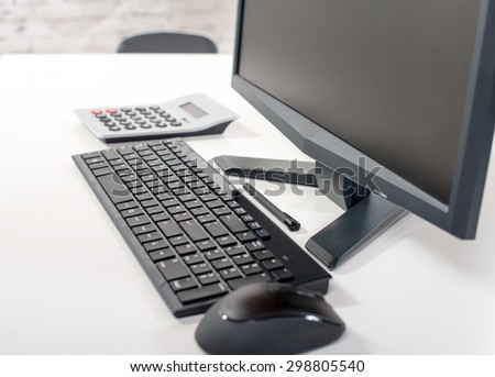 close up of a  black desktop computer