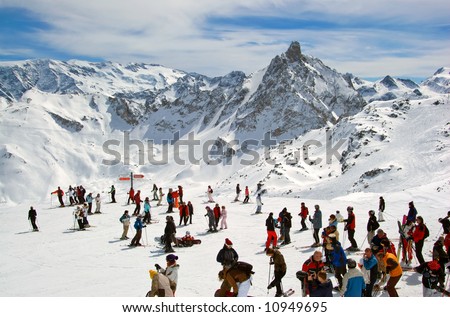 Pics Of People Skiing. stock photo : People skiing