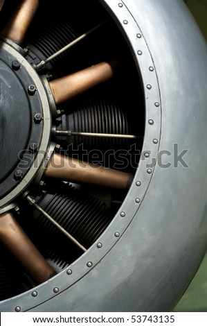 stock photo : A First World War fighter aircraft engine