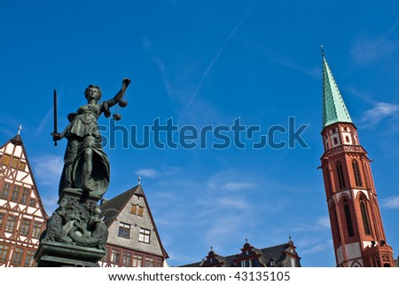 Statue of Lady Justice in Frankfurt\'s central square